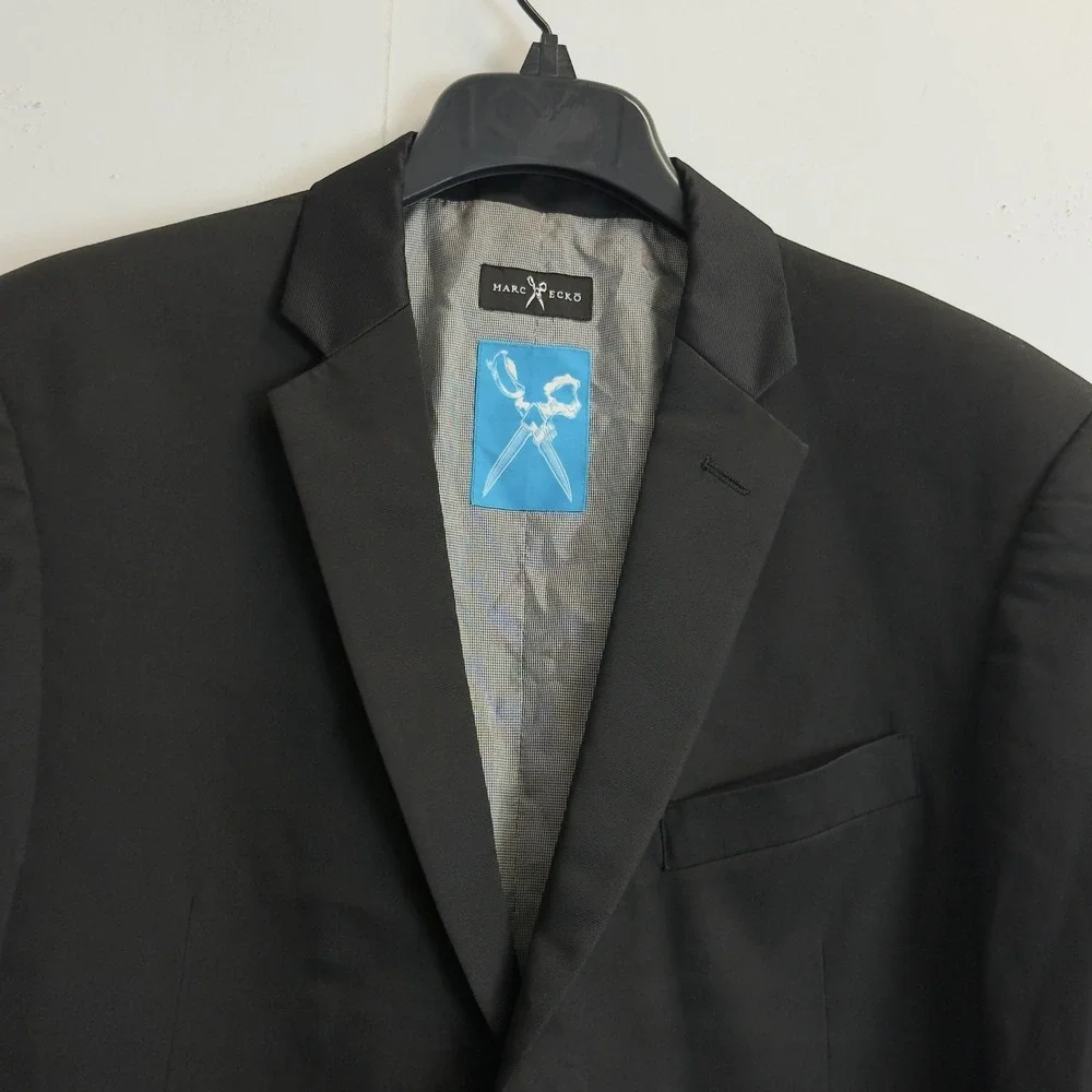 Marc Ecko Cut & Sew Mens Black Two Button Blazer Jacket Size 42R Stretch